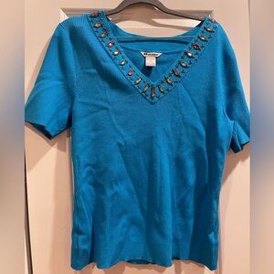 Nygard collection Blue Embellished Women's Top 0x